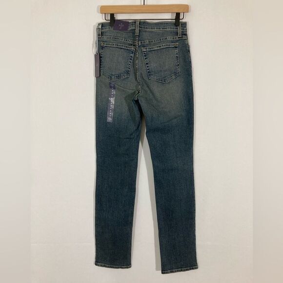 NYDJ Marilyn Jeans Size 6 Blue Denim Straight Leg Mid Rise Distressed #7017U - Picture 3 of 12